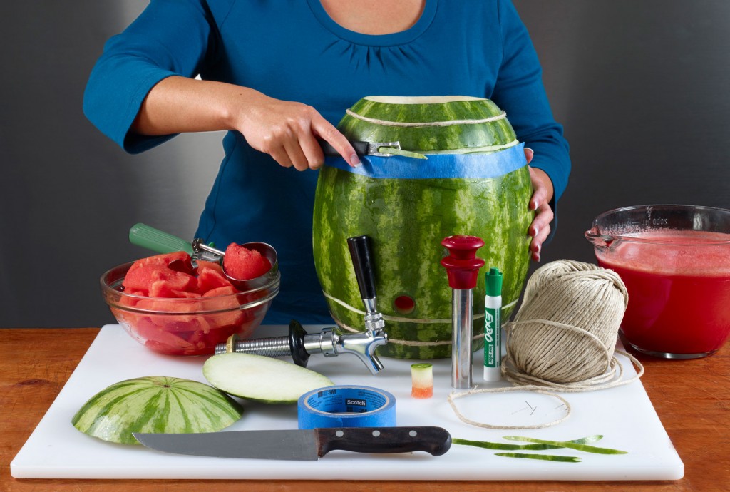 The Watermelon Keg carving in action