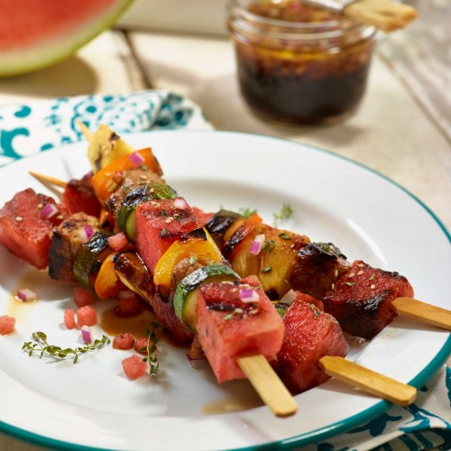 Pork and Watermelon Kebobs