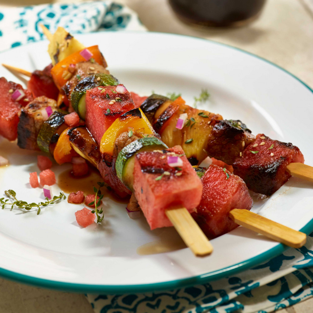 Pork and Watermelon Kebobs