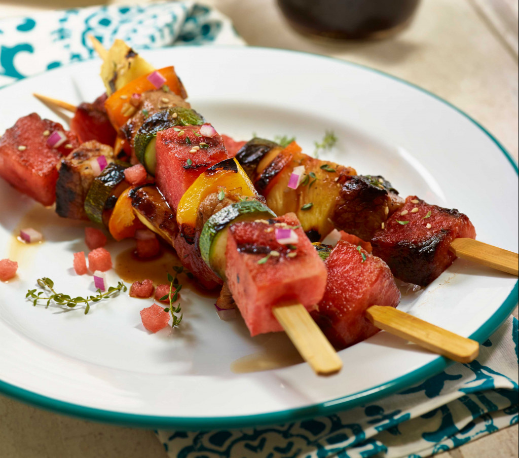 Pork and Watermelon Kebobs