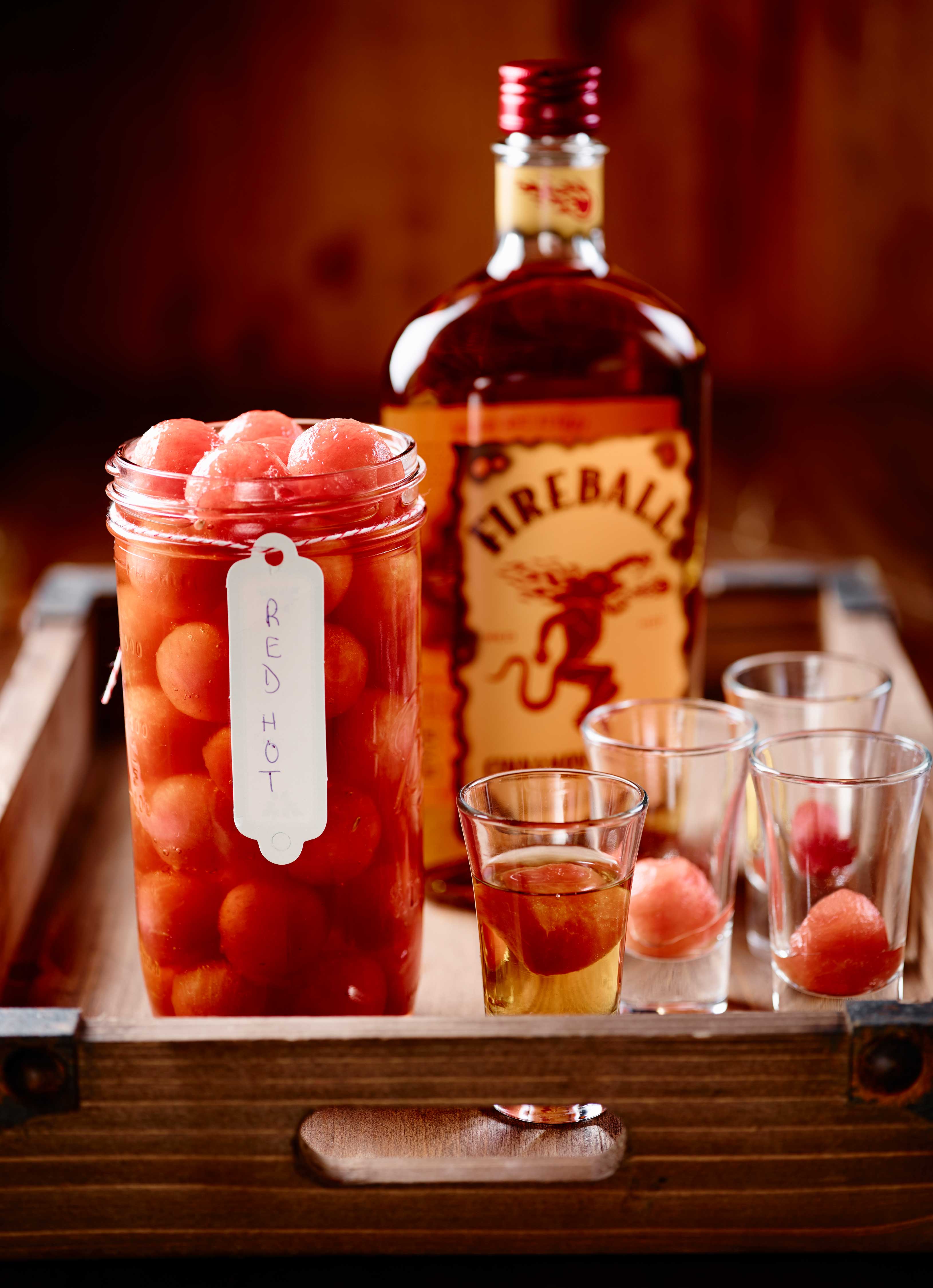 Watermelon Fireball Shots - Watermelon Board