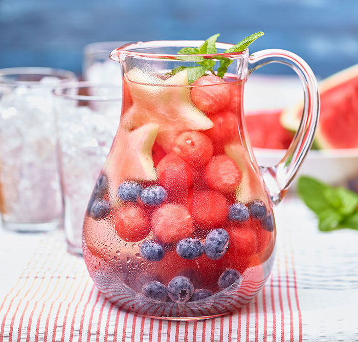 A pitcher of watermelon infused water