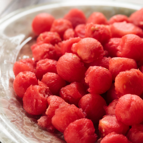 platter of watermelon balls