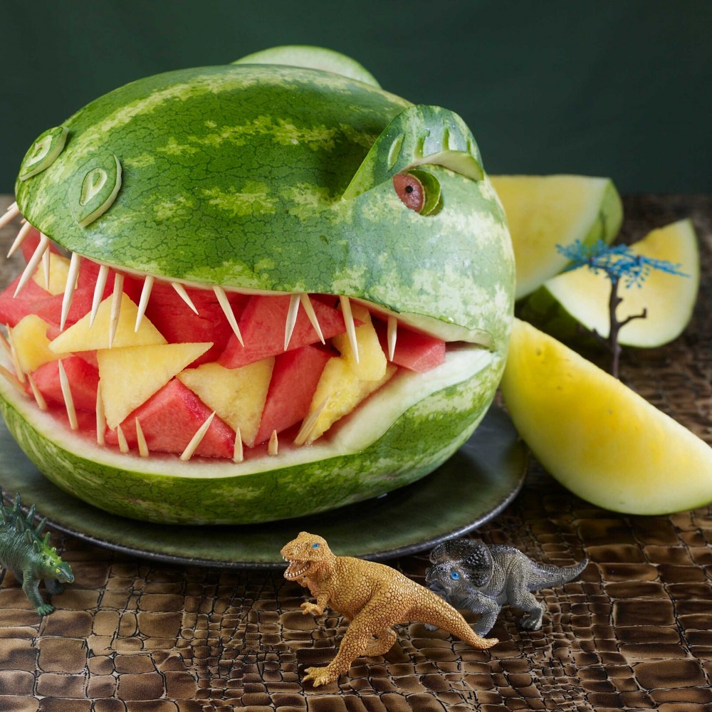 T-Rex Dinosaur Watermelon Carving