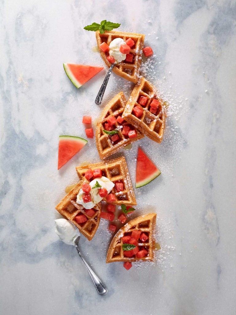 Watermelon Oat Flour Waffles by Renata Stanko