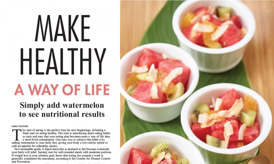One-sheet Make Healthy a Way of Life layout with images and recipes