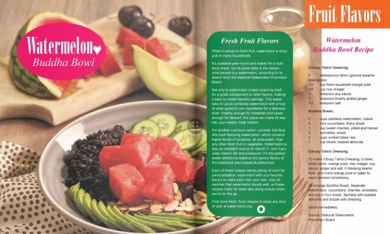 Fresh Fruit Flavors Layout depicting watermelon Buddha bowl