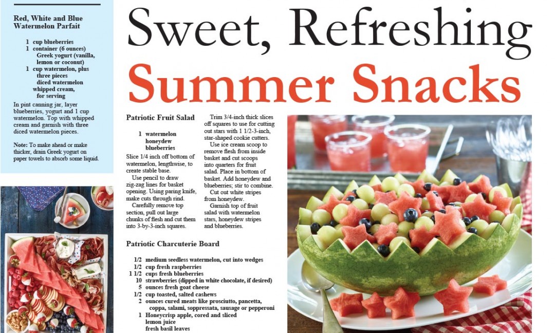 Sweet, Refreshing Summer Snacks Layout with recipes and images