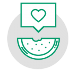 Watermelon activities icon with small gray and white checkered background