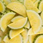 Yellow watermelon slices, close-up