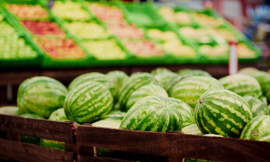 watermelon grocery store display/bin full of watermelon