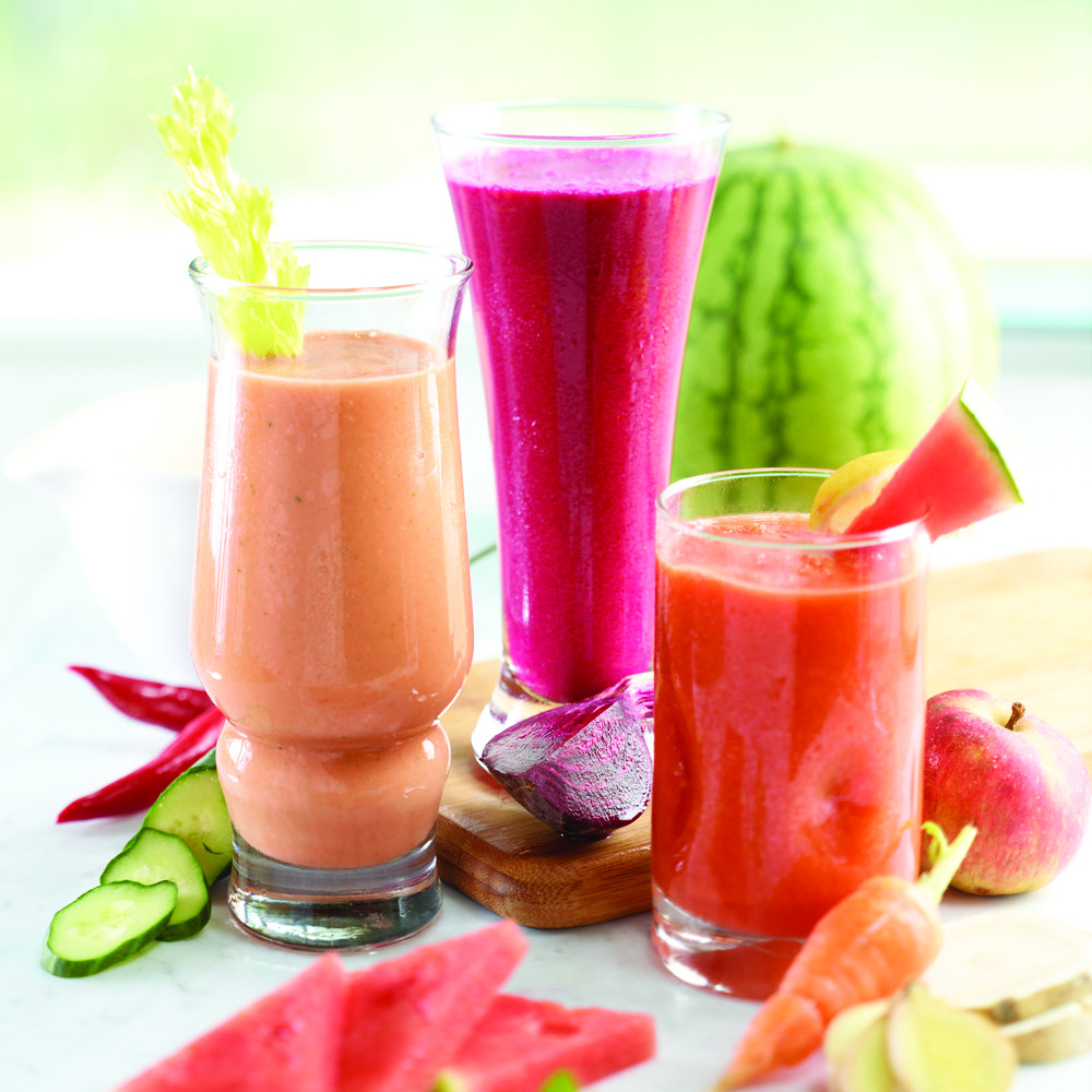 Watermelon zapper is on the right of this drink trio