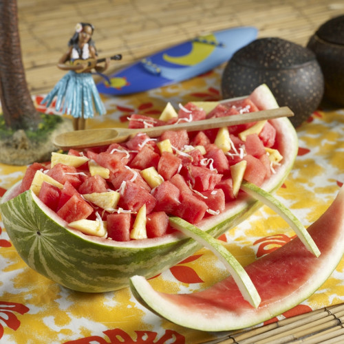 Luau canoe watermelon carving