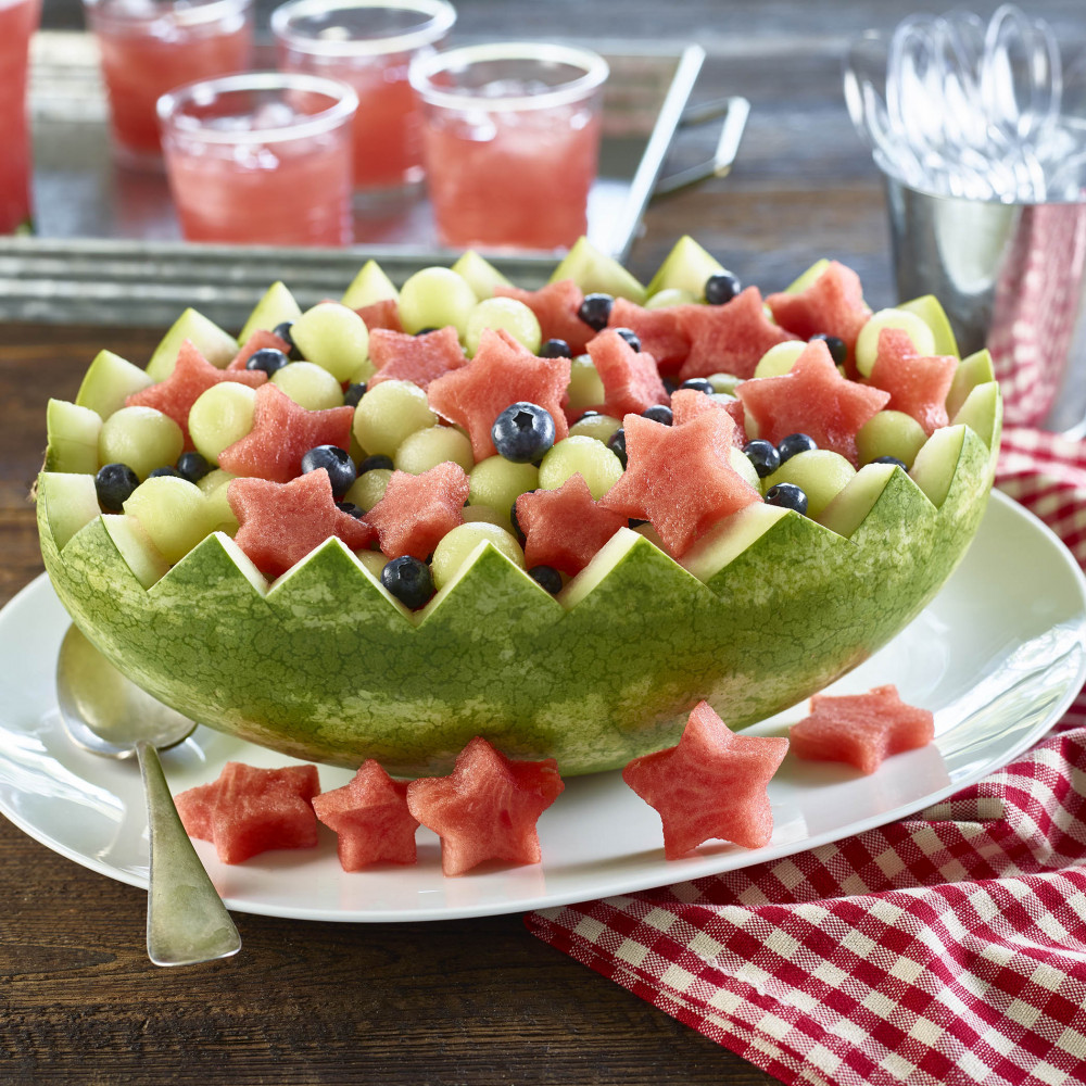 Fruit salad in a watermelon bowl