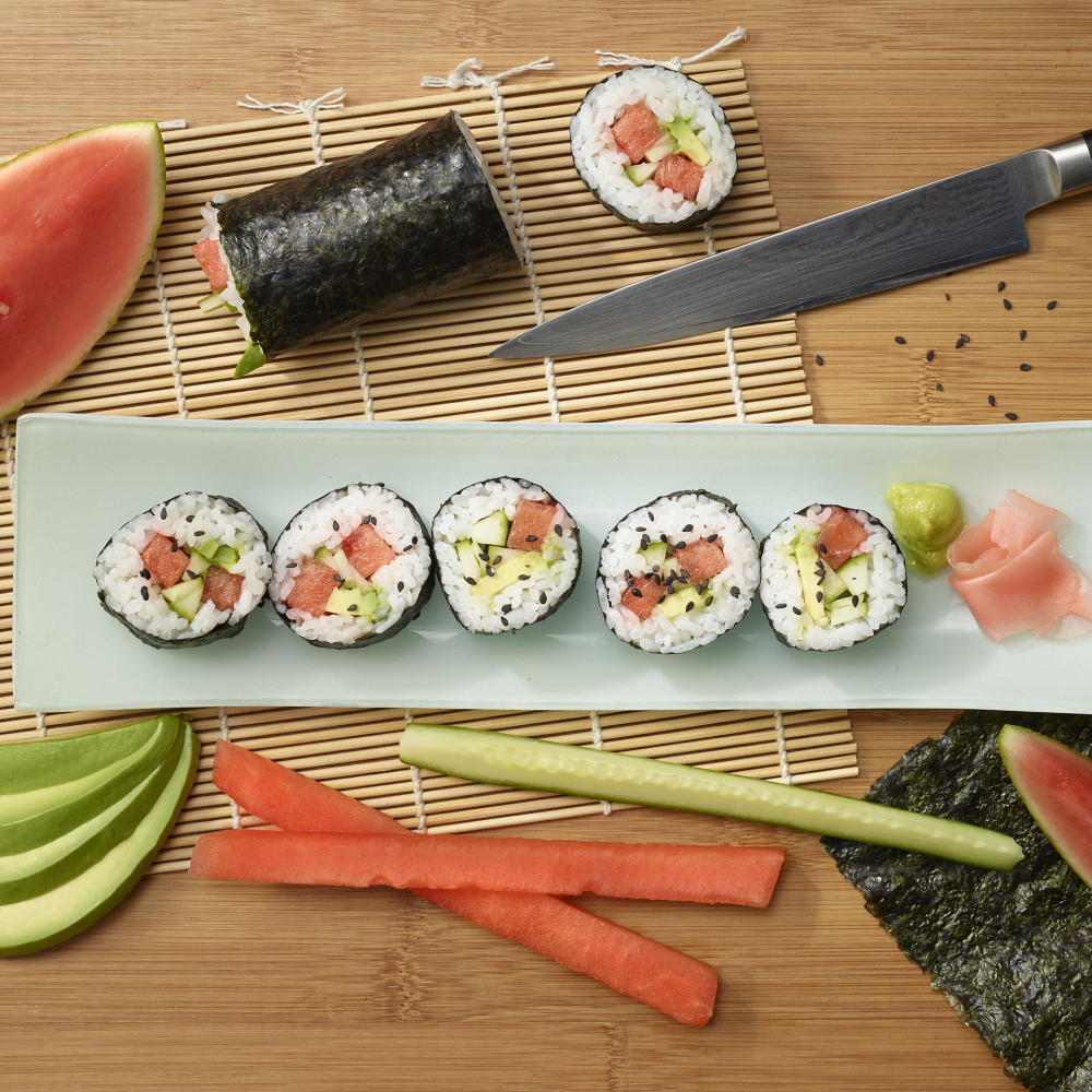 Vegan watermelon sushi