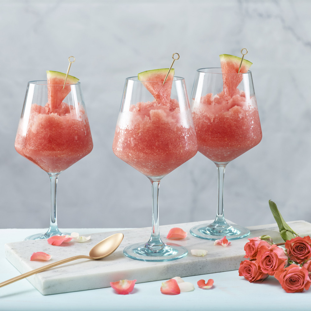 Watermelon frose in wine glasses