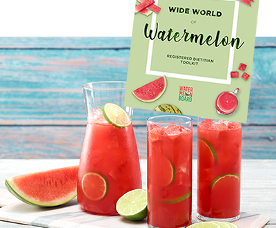 wide world of watermelon brochure with watermelon in pitcher and glasses