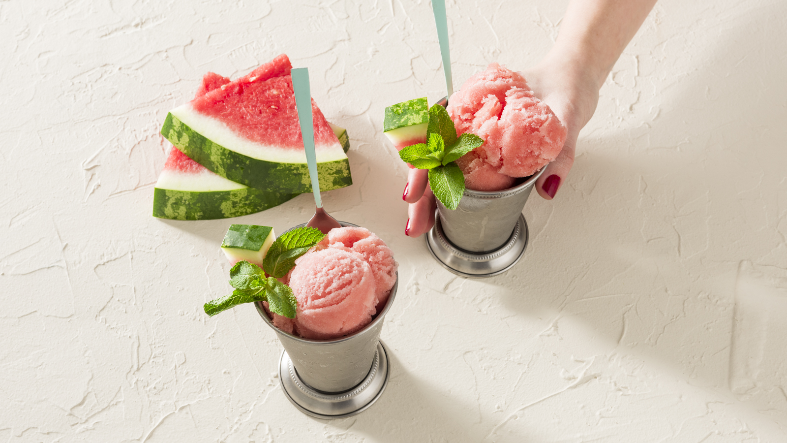 two cups of watermelon italian ice