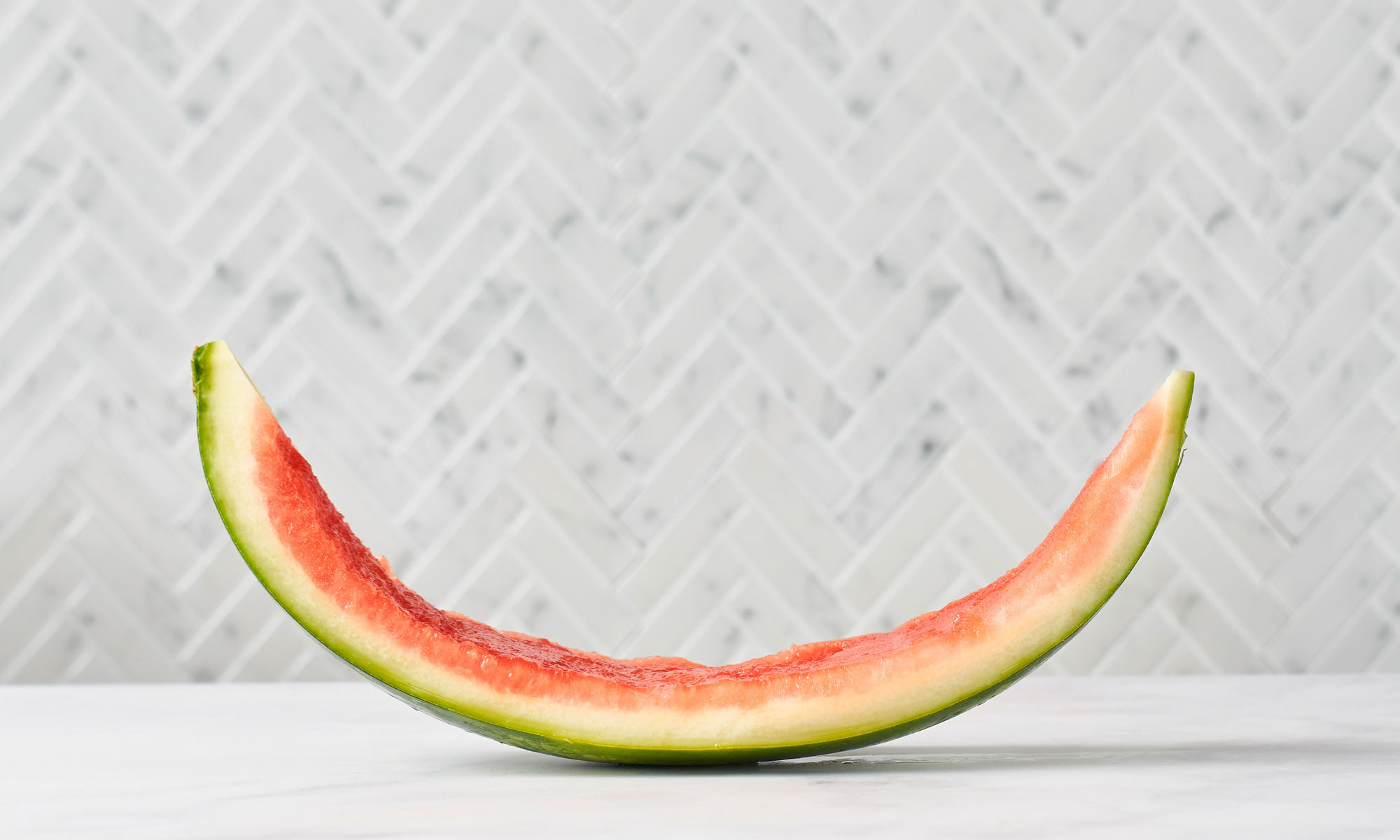 watermelon rind cut on countertop