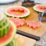 watermelon Christmas tree cutouts on cutting board