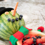 partial view of watermelon snowman