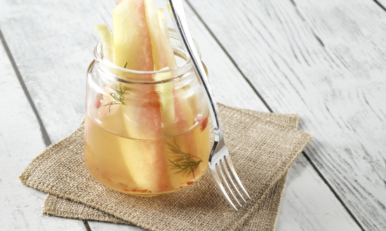 Dill pickle of watermelon rinds recipe in a jar