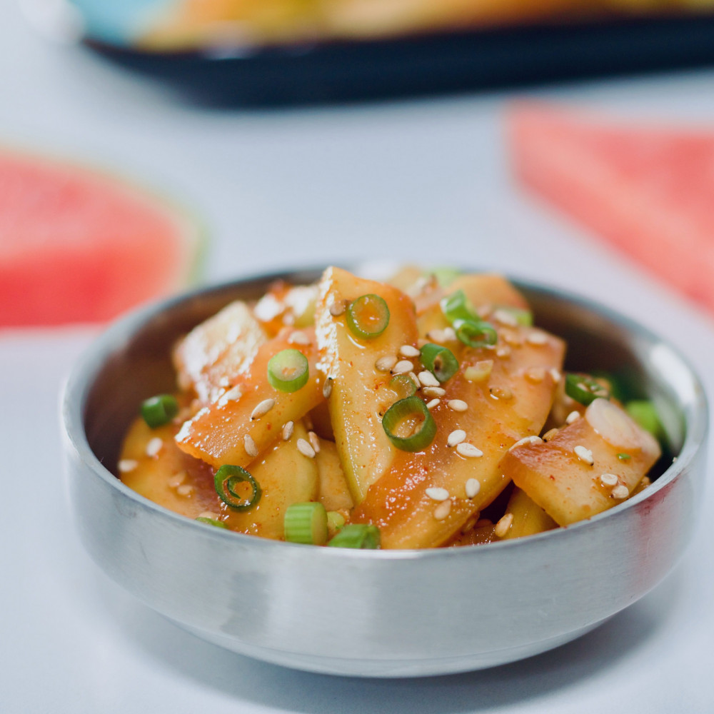 Rind Banchan in a silver bowl