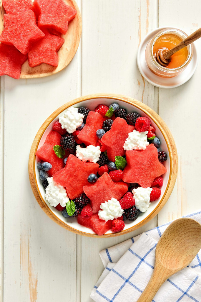 Watermelon Fruit Salad with Cottage Cheese